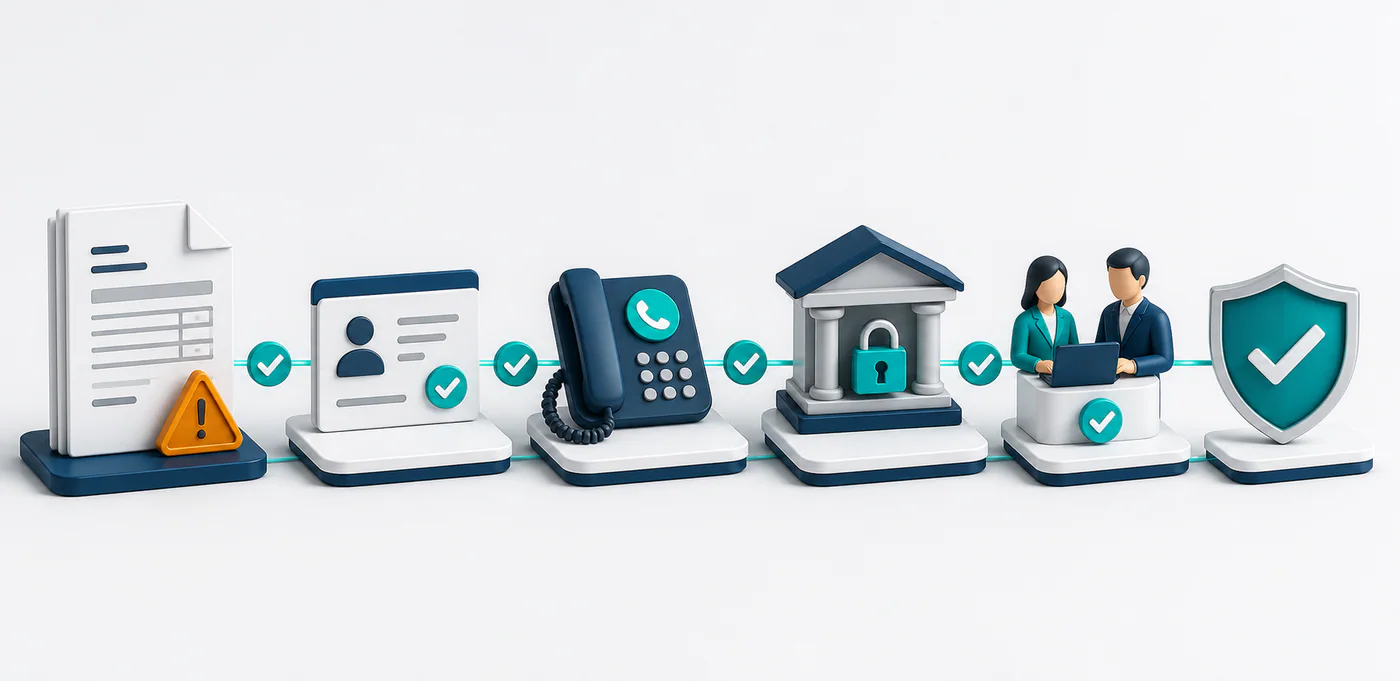 Invoice approval checklist with secure vendor verification steps