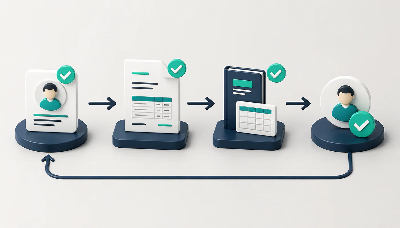 Automated flow linking customer deal invoice and accounting records